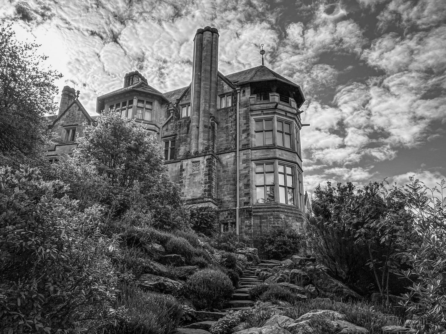 Cragside House, Rothbury B&W
