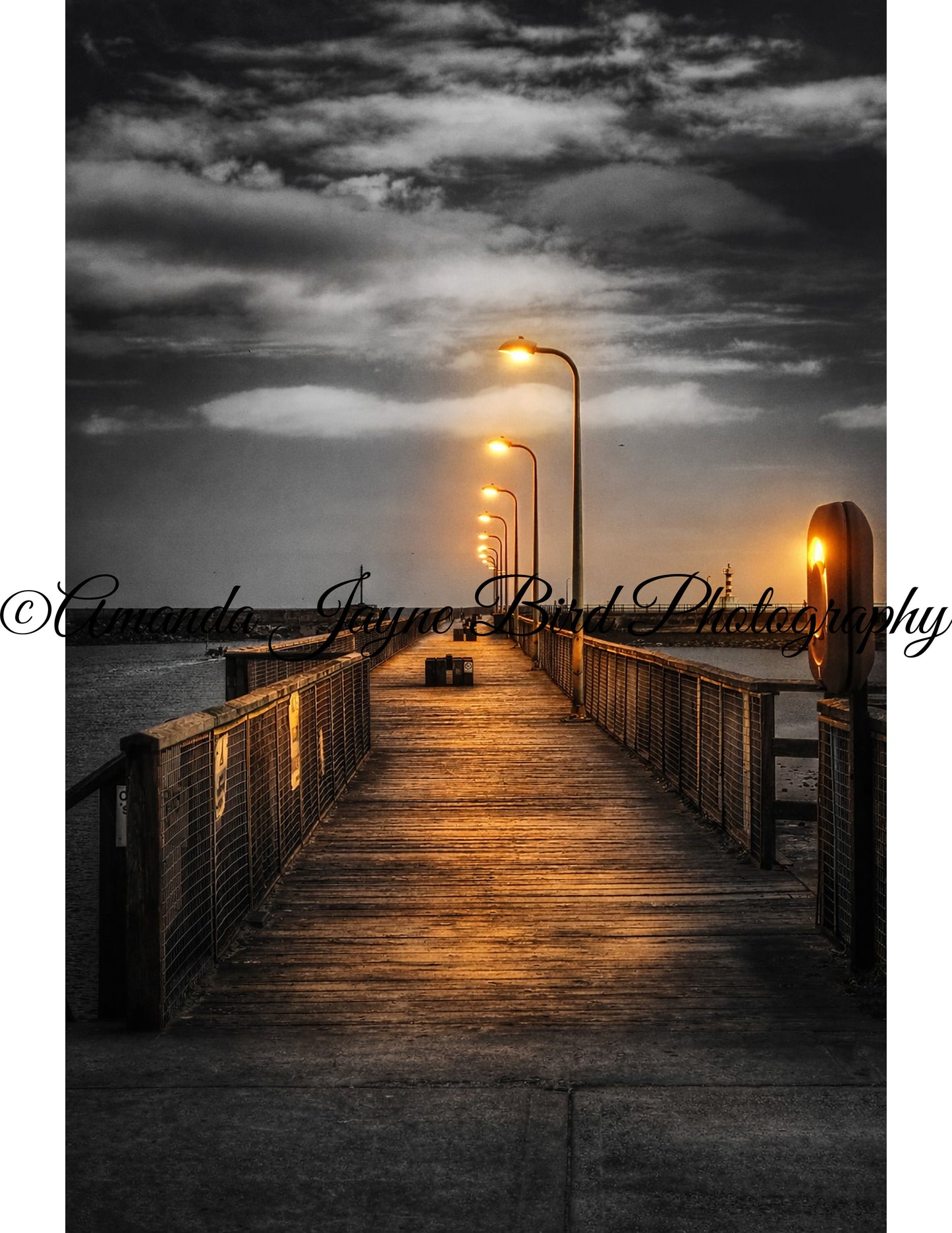 Amble Pier, night scene