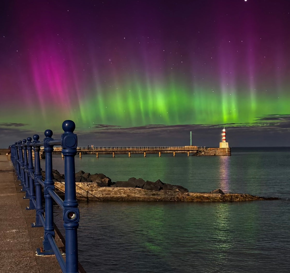 Amble Pier and the Northern Lights