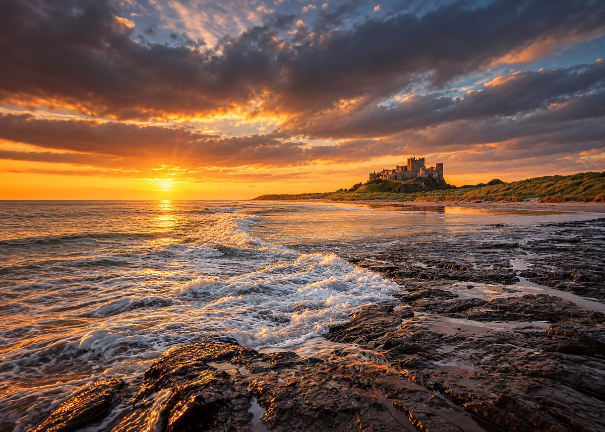 Bamburgh Castle Breaking Dawn