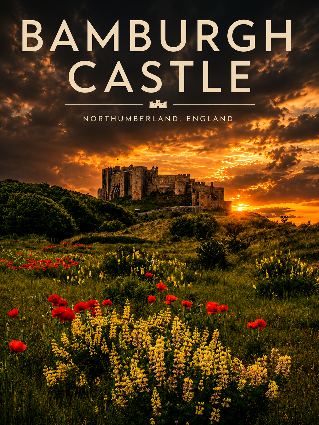 A4 Digital Bamburgh Castle Poster