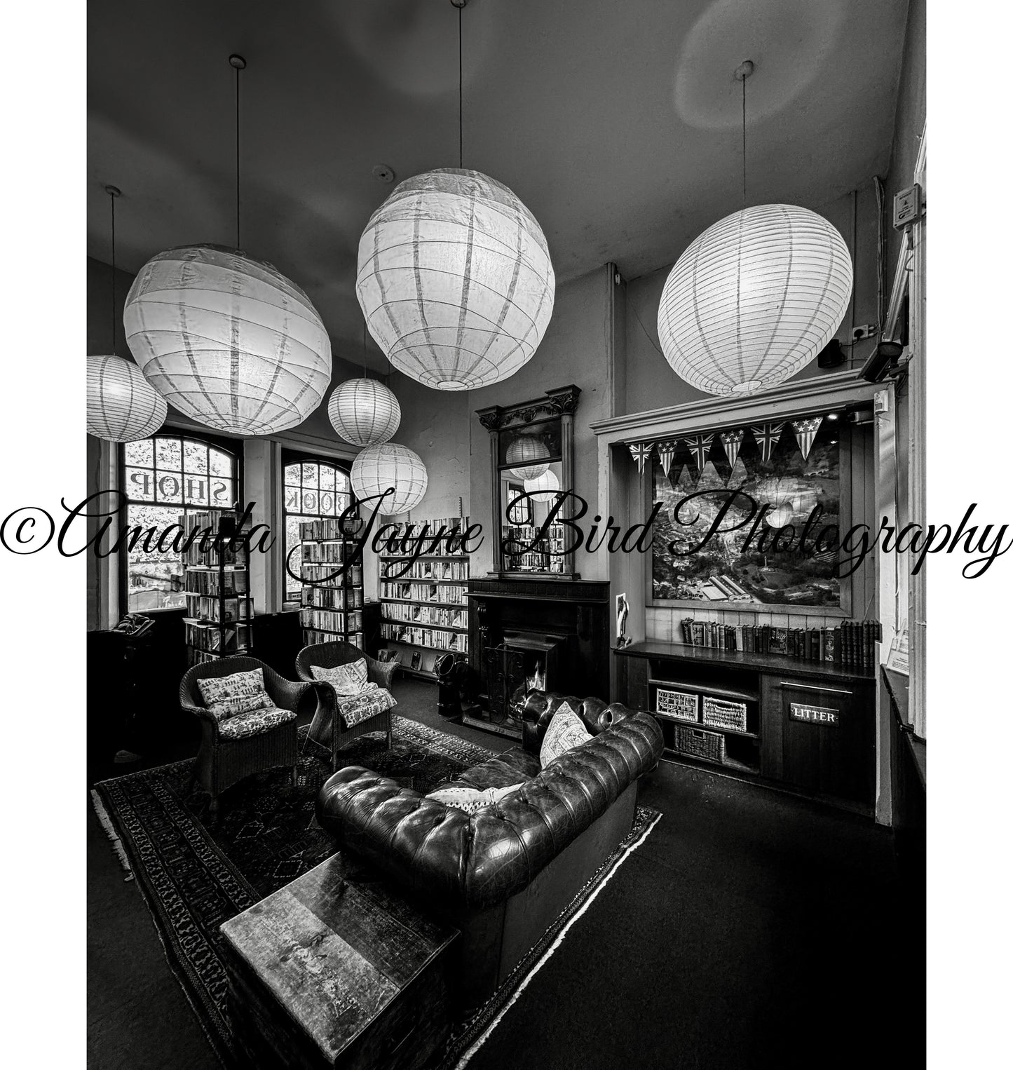 Barter Books - Fireplace (B&W)