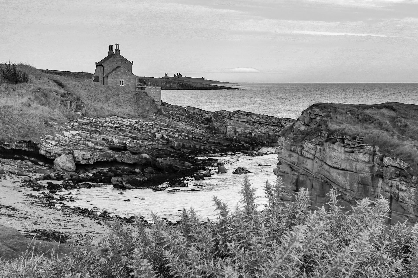 The Bathing House, Howick (B&W)