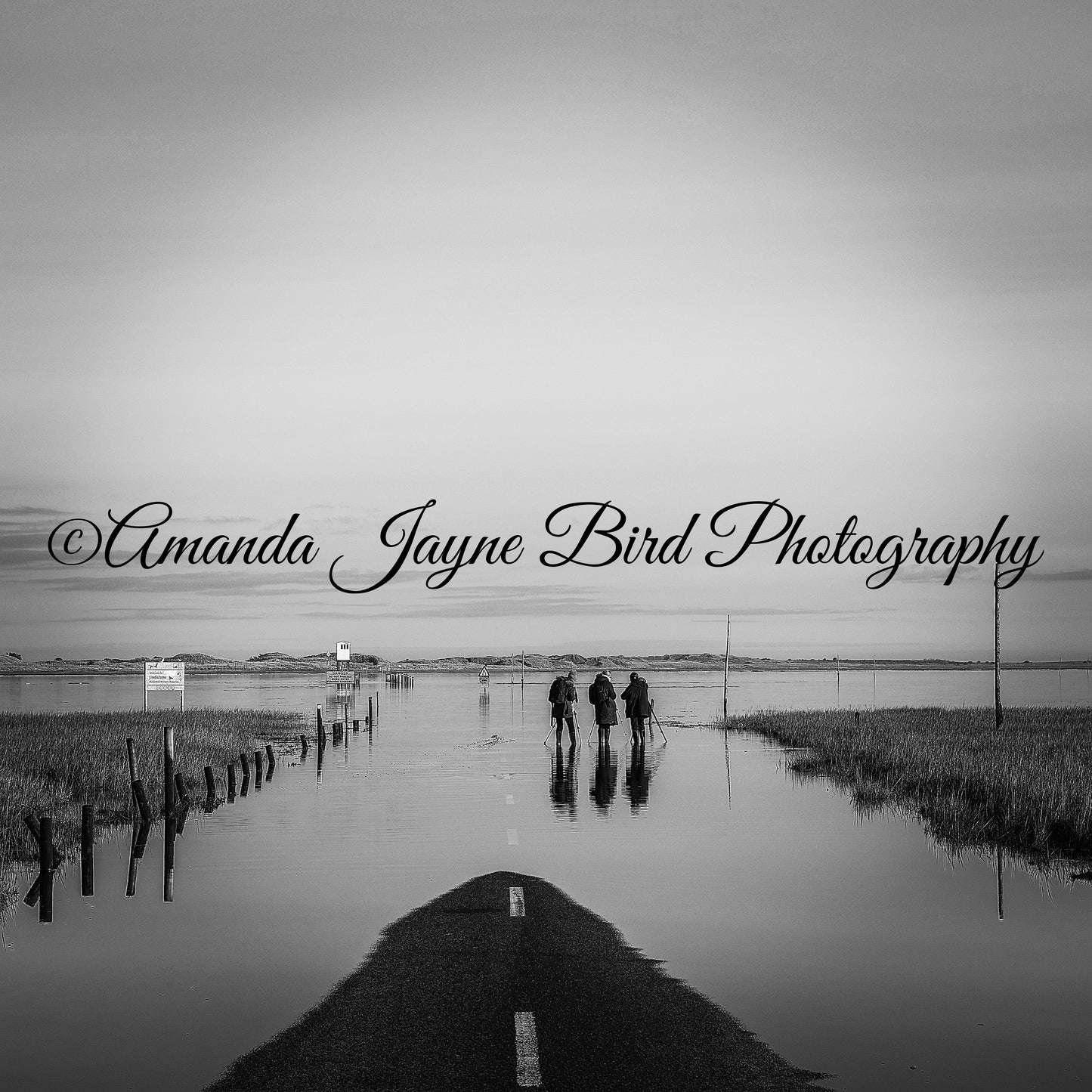 Holy Island Causeway (B&W)