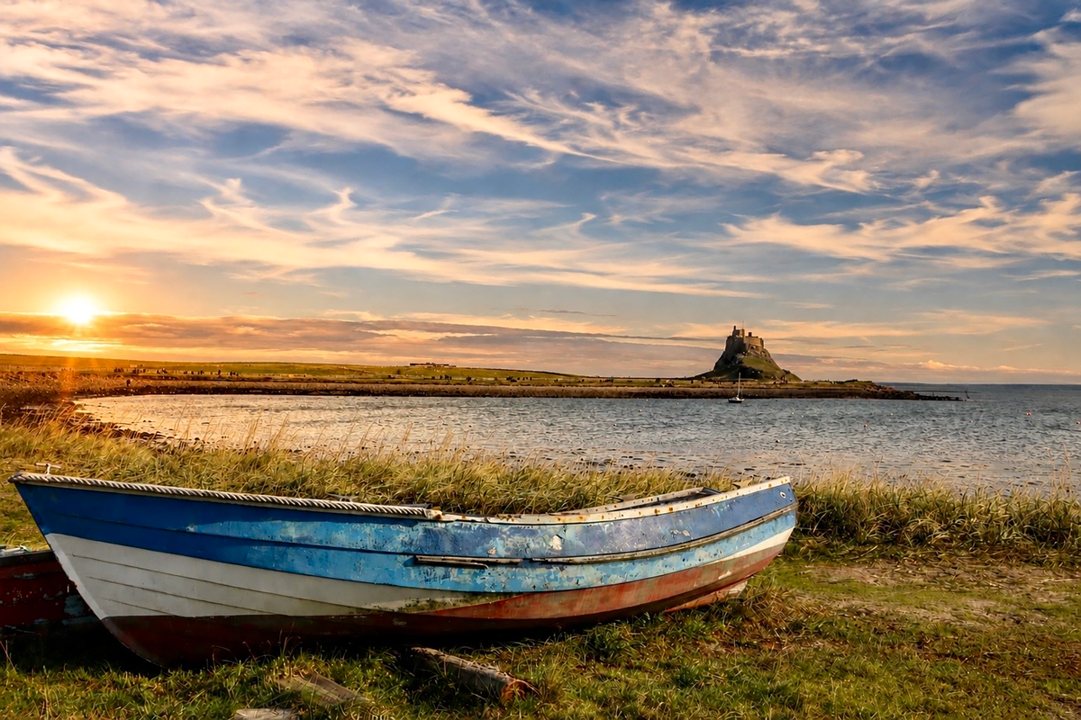 Lindisfarne Castle & fishing boat