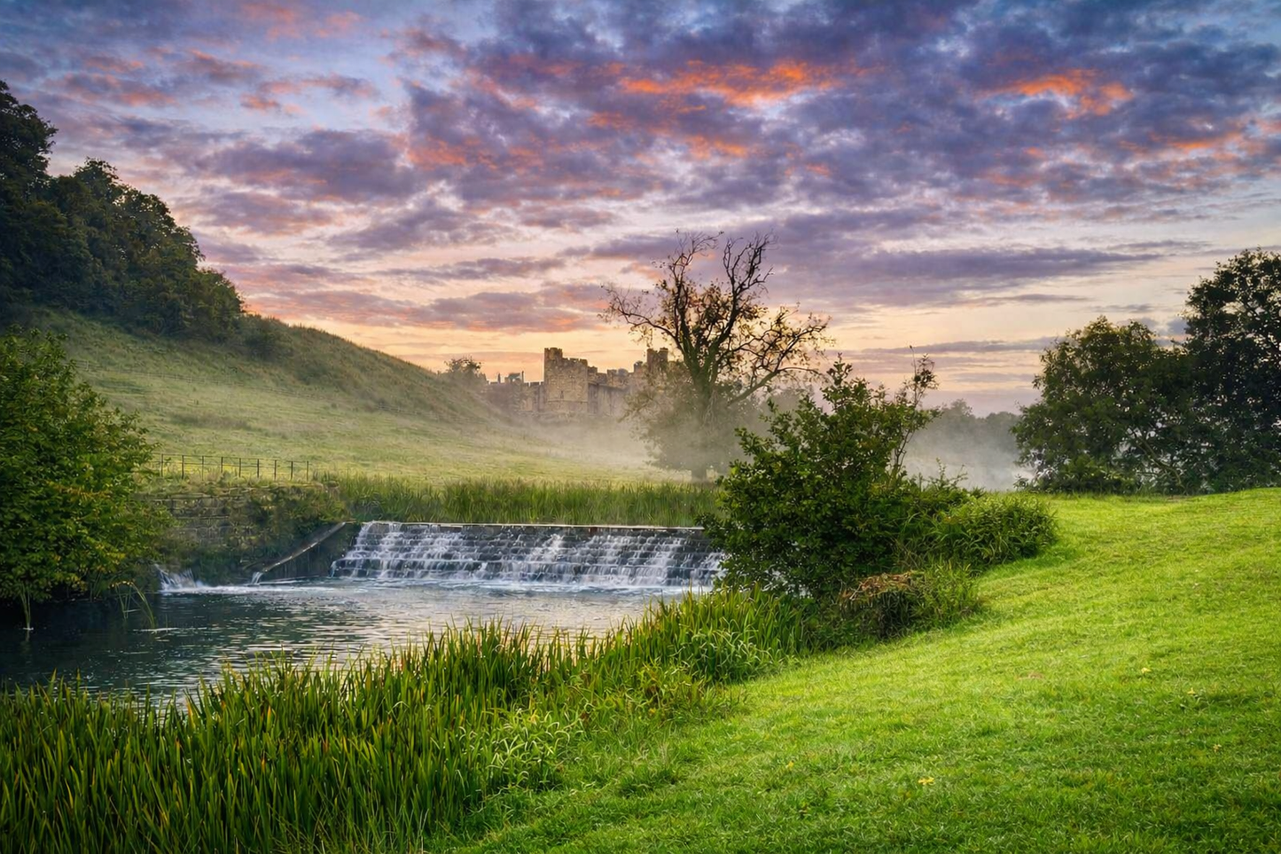 Alnwick Castle & the weir at sunrise