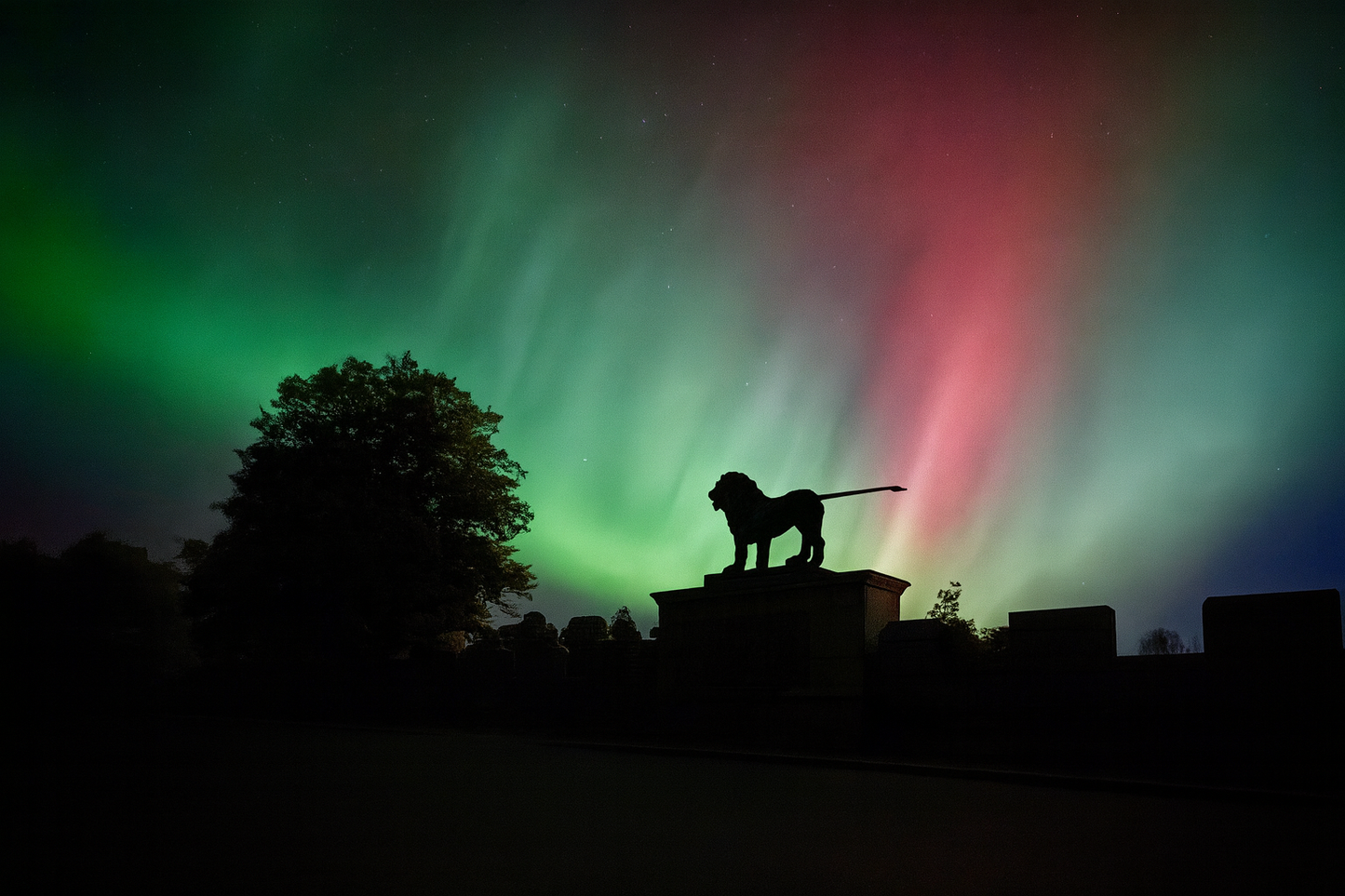 Lion Bridge, Alnwick - Northern Lights October 2024