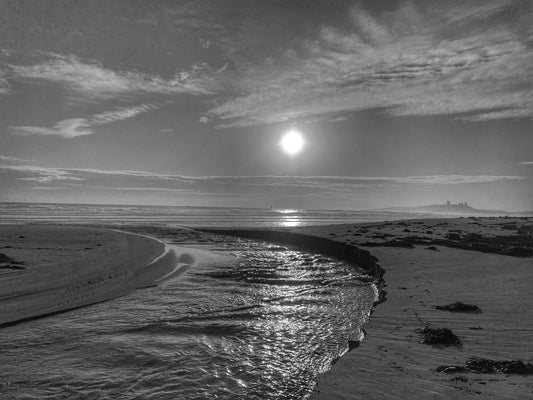 Embleton Beach & Dunstanburgh Castle (B&W)