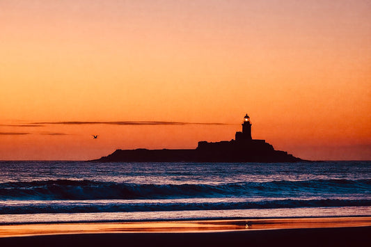 Alnmouth Beach Sunset over Coquet Lighthouse