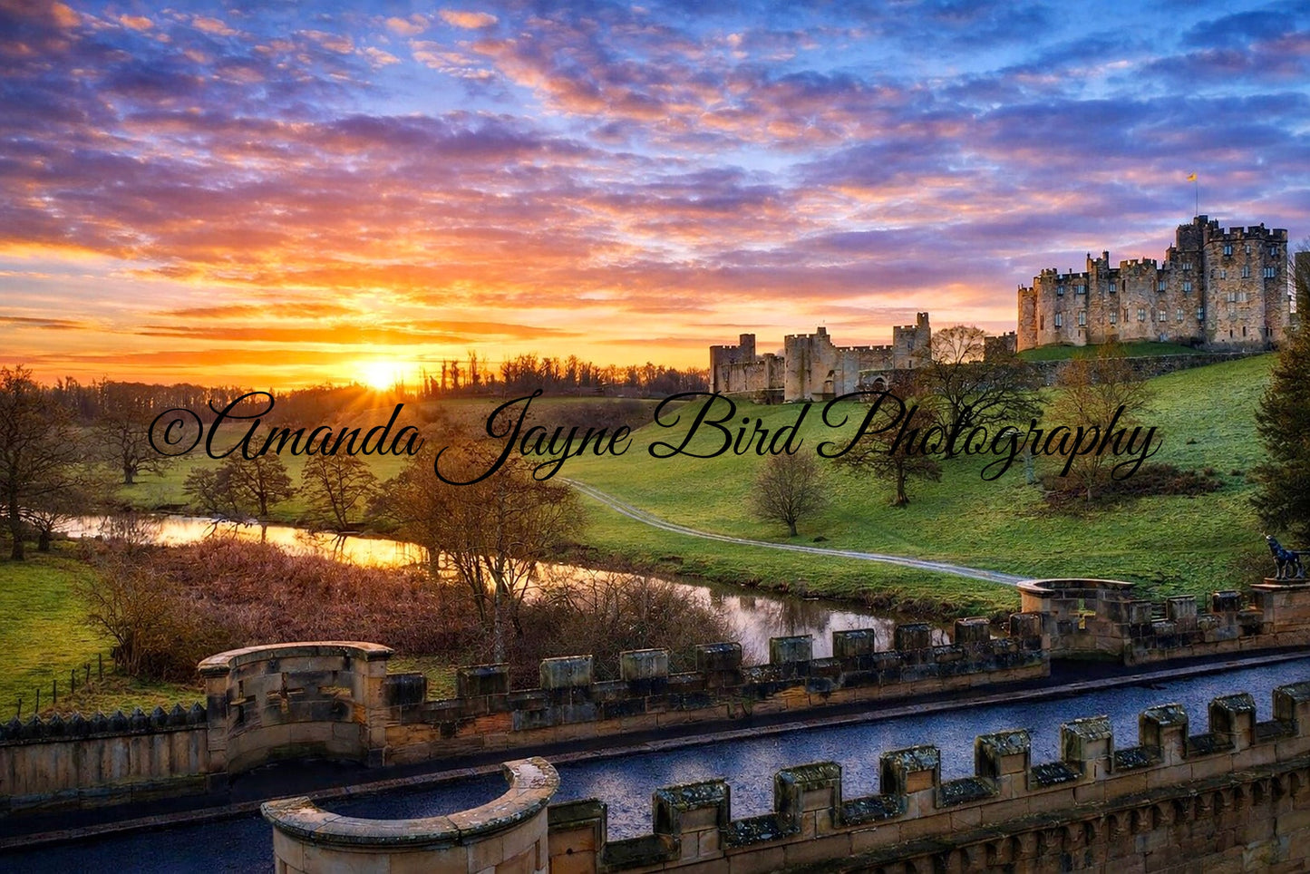 Alnwick Castle and the River Aln, Alnwick (Drone Shot)