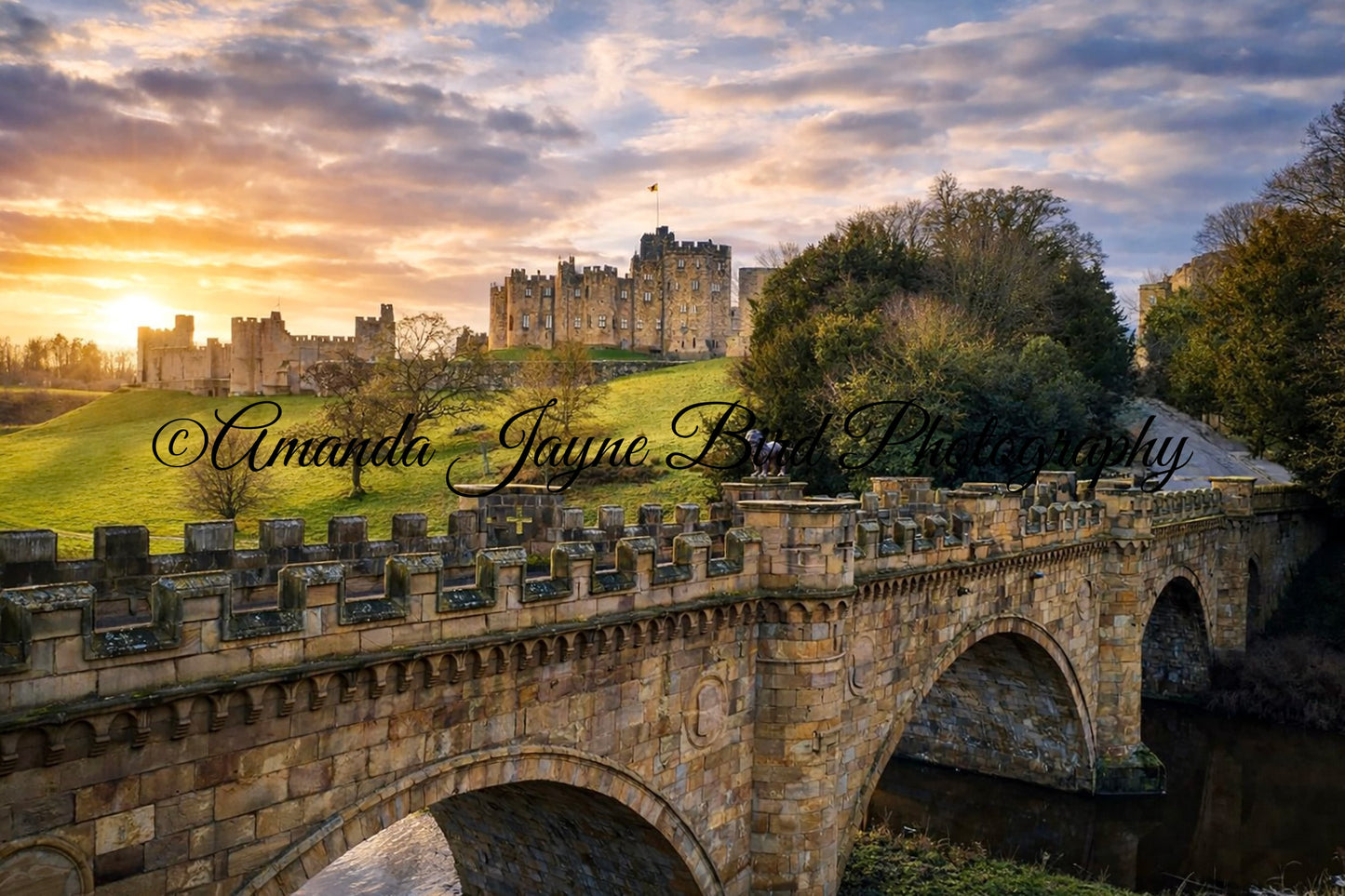 Alnwick Castle and the Lion Bridge, Alnwick (Drone shot)