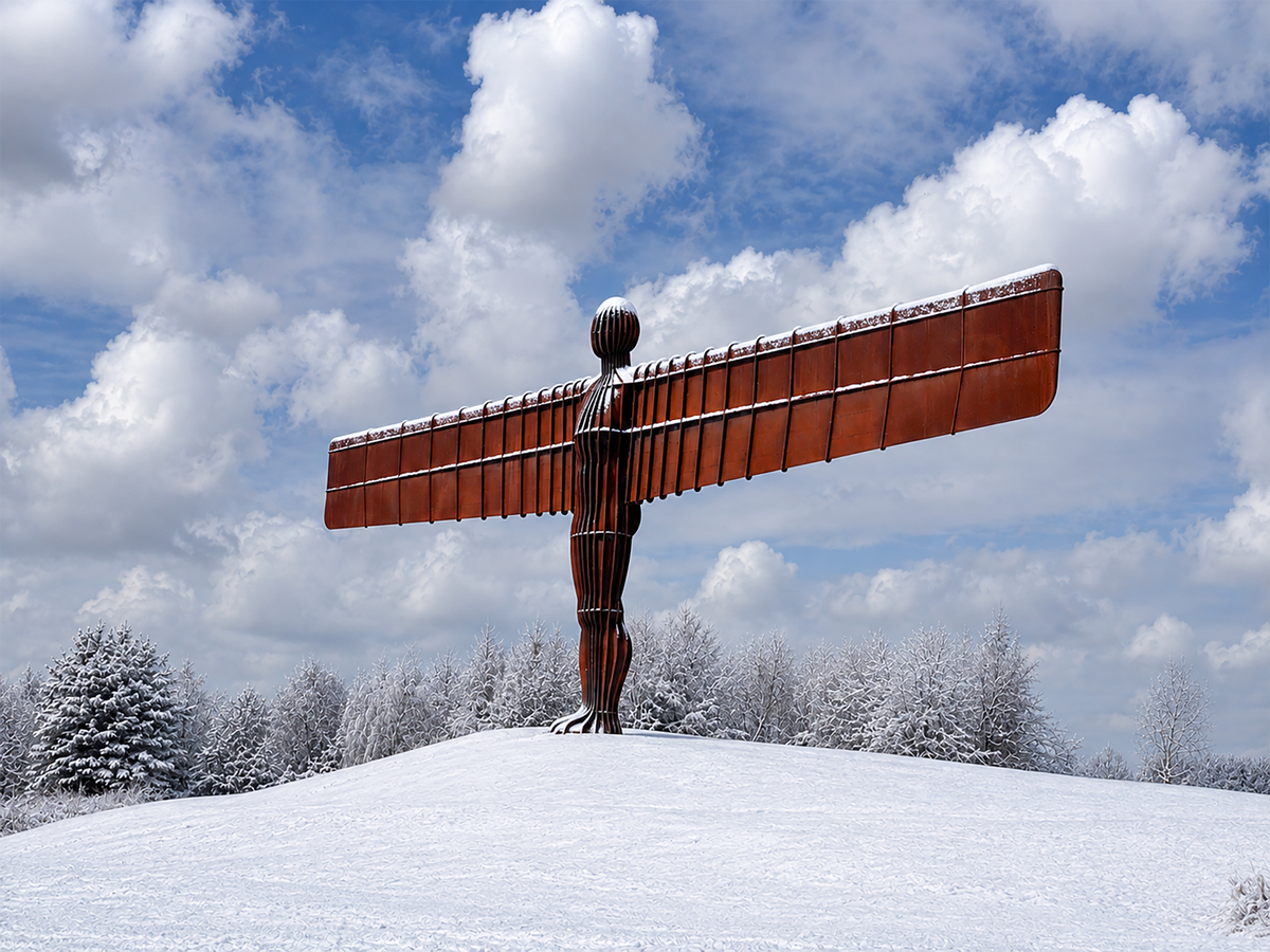 Angel of the North in the snow