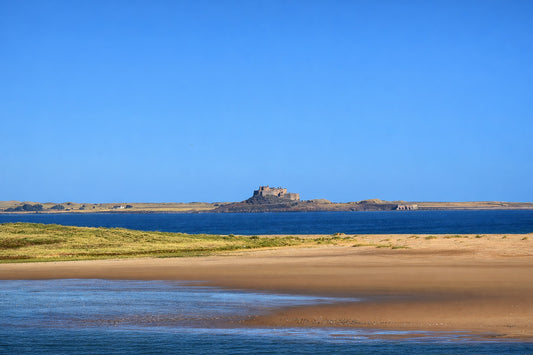 Budle Bay Beach and Lindisfarne Castle
