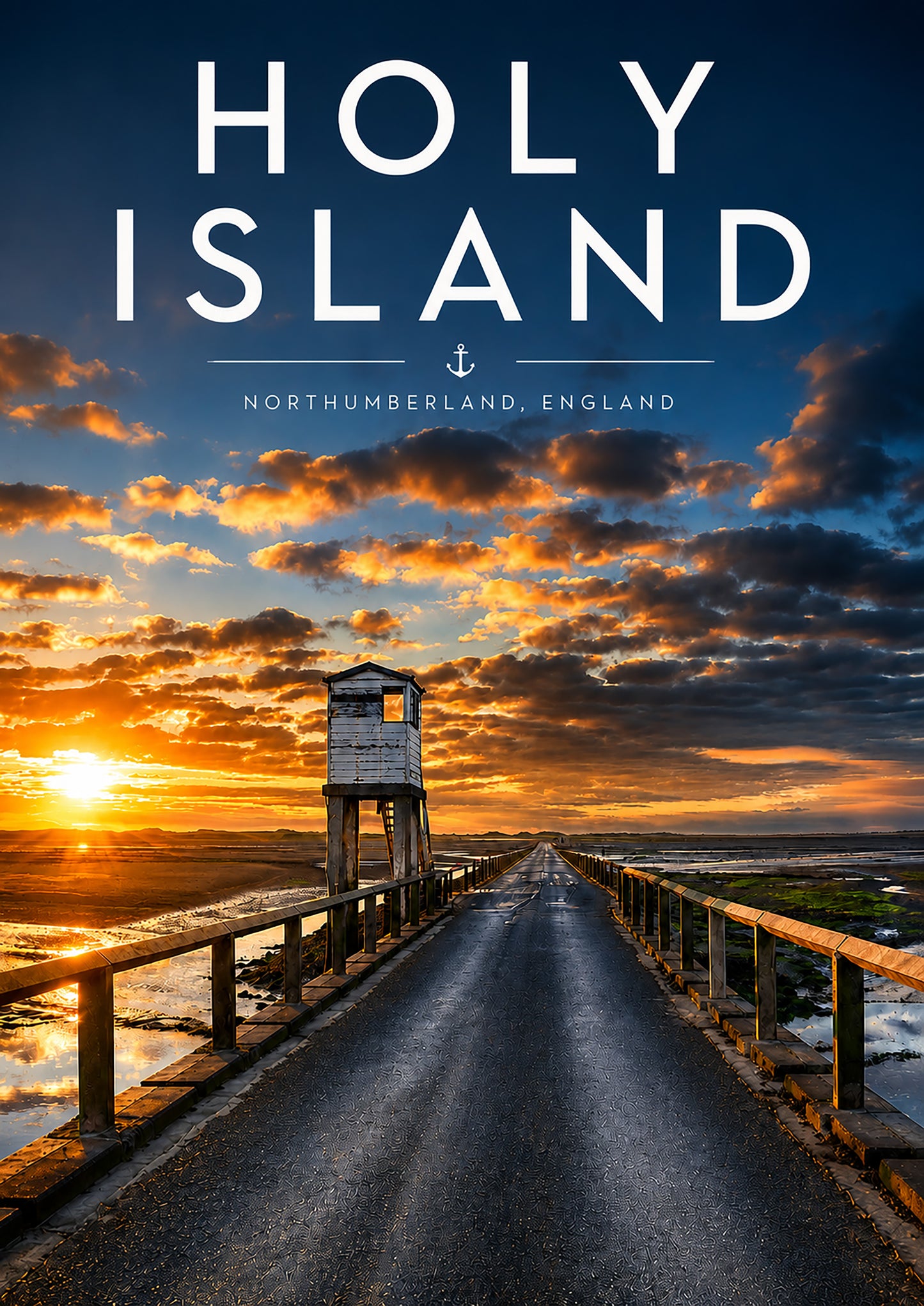 A4 Digital Poster -  Holy Island Causeway