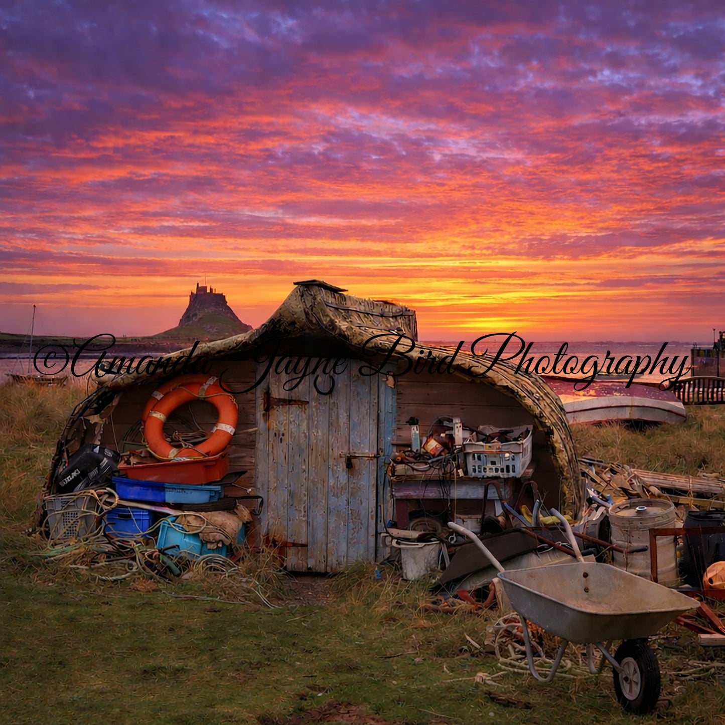 Lindisfarne Castle & Boatshed Sunset, Holy Island