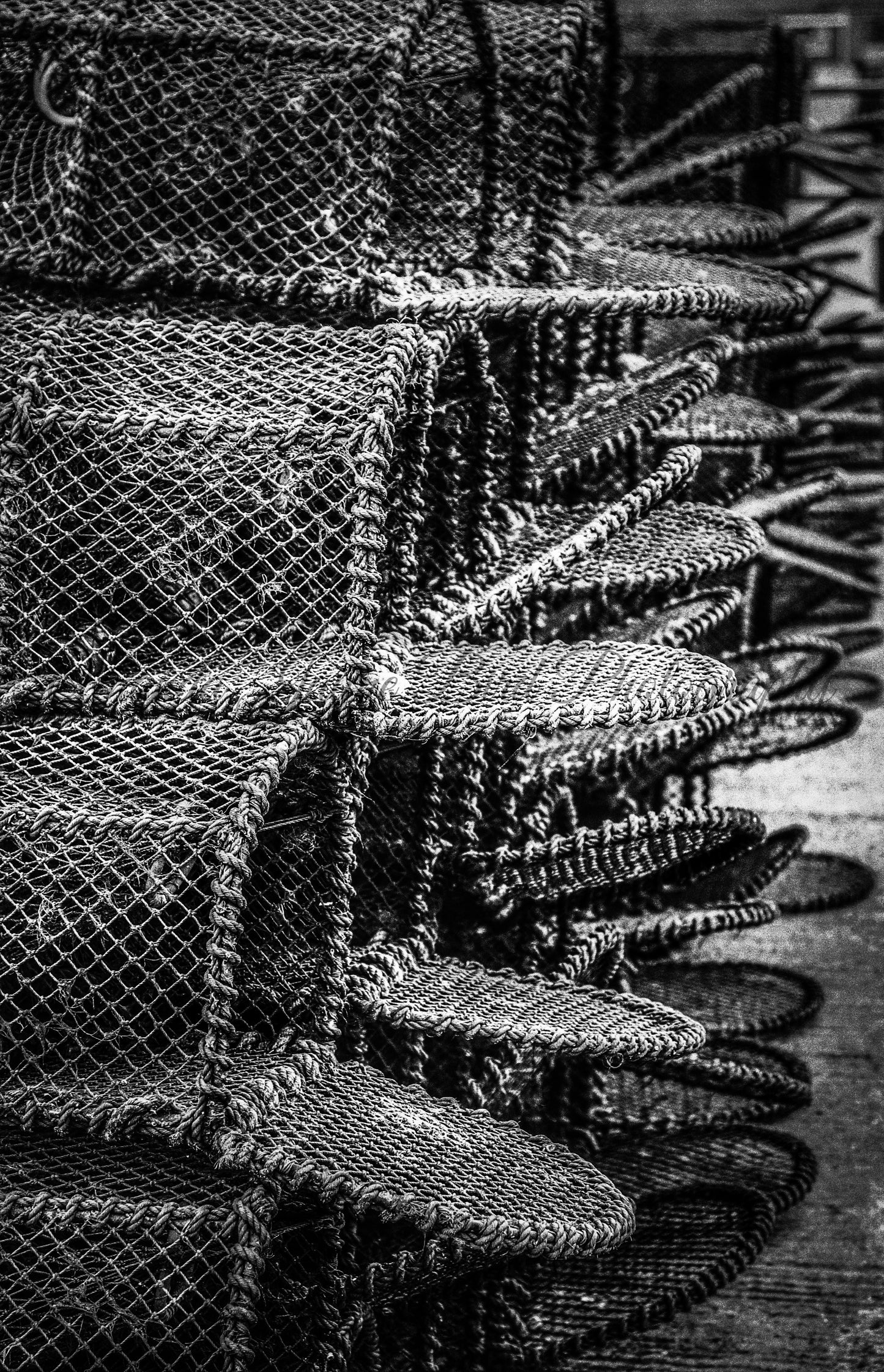Lobster Pots, Amble (B&W)