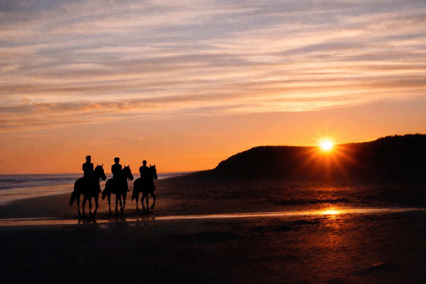 Sunrise & Horses on Bamburgh Beach